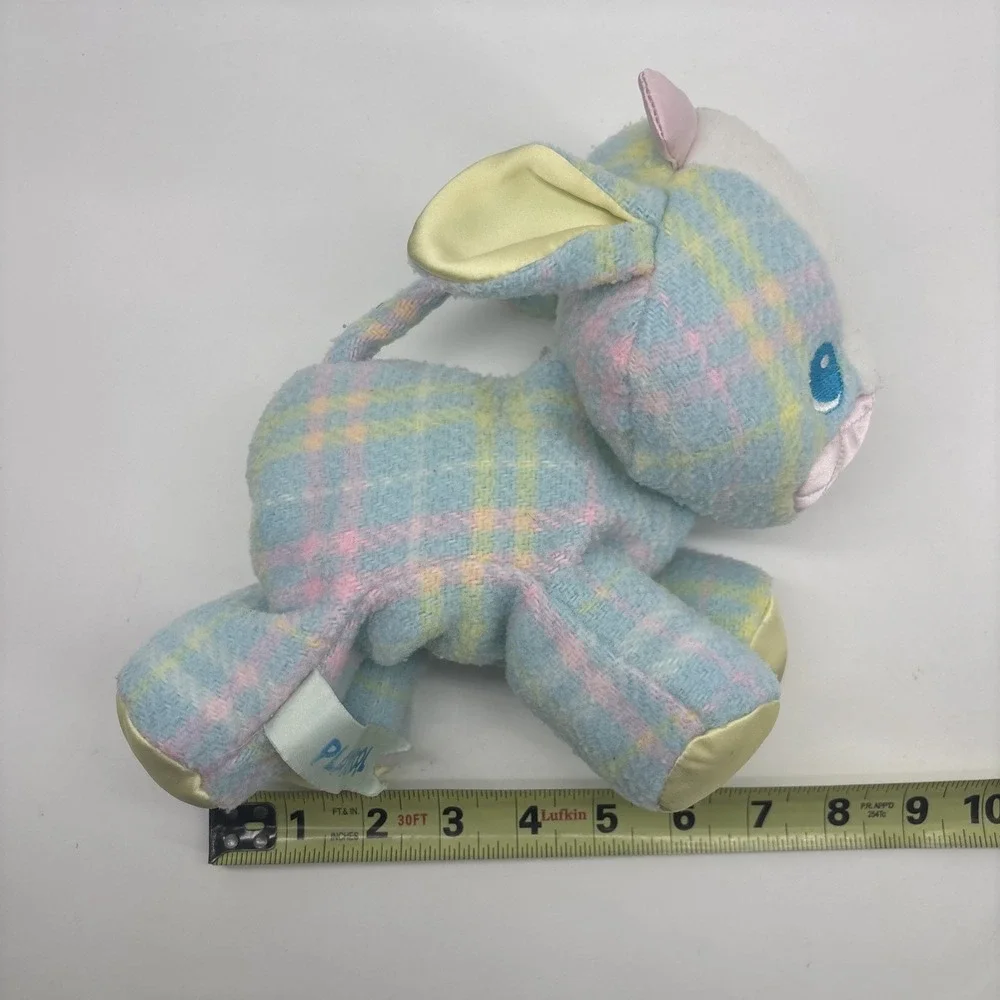 PLAYSKOOL Snuzzles Blankies Cow Plush Pastel Plaid Kawaii CLEAN VTG 80s‎ Satin